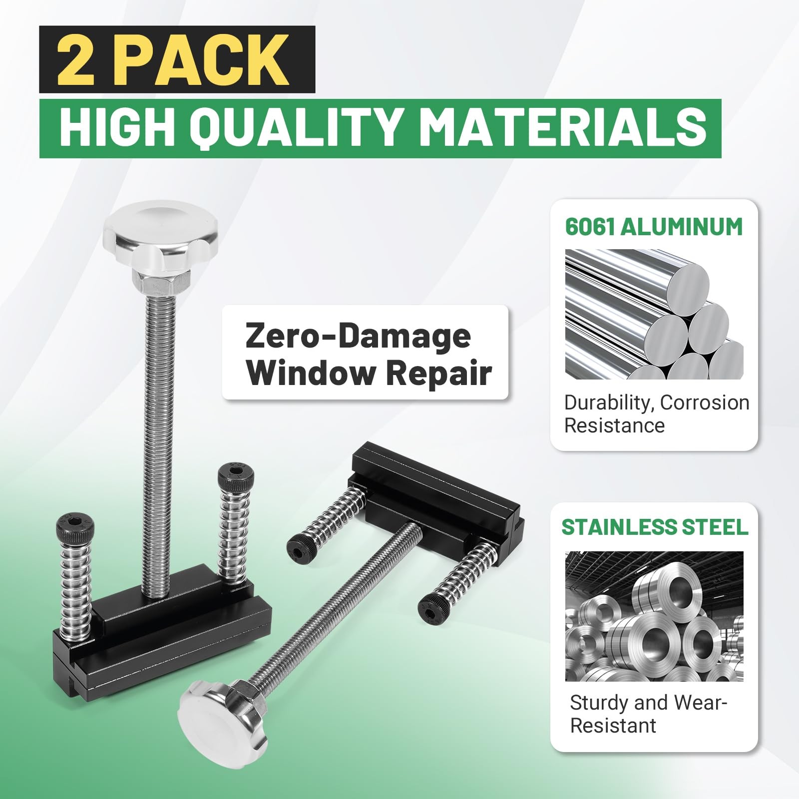 Rendrox 2PCS Window Jamb Stretcher Tool Set with 6061 Aluminum Silver & Black
