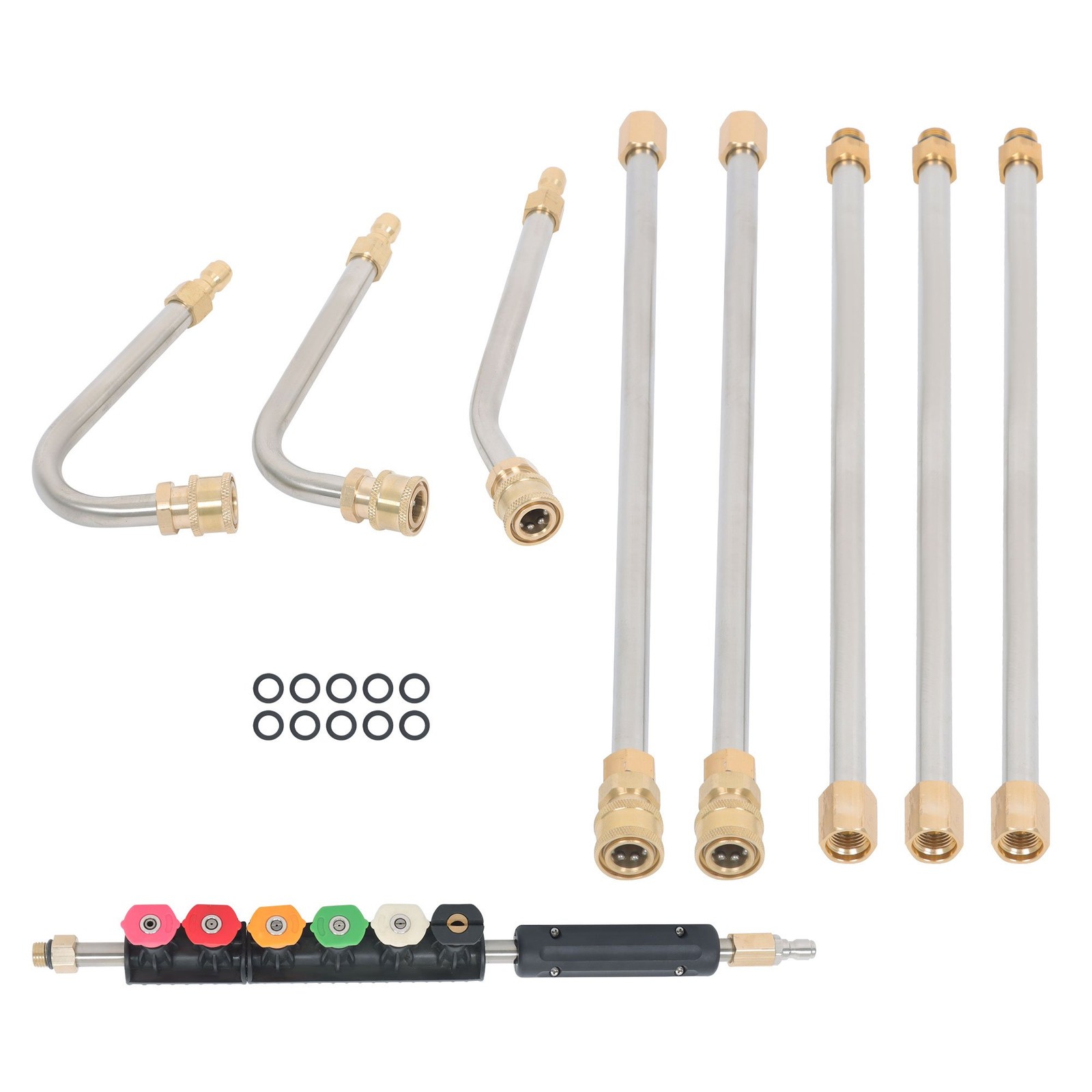 9-Piece Set Of High Pressure Water Gun 1/4’’Quick Connect 4000 PSI Extension Rod