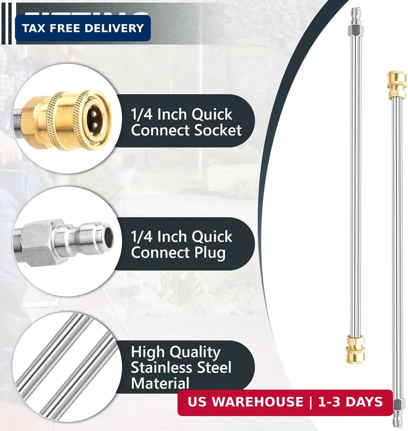 Pressure Washer Extension Wand, 2 Pack 17 Inch Stainless Steel Heavy Duty Wands
