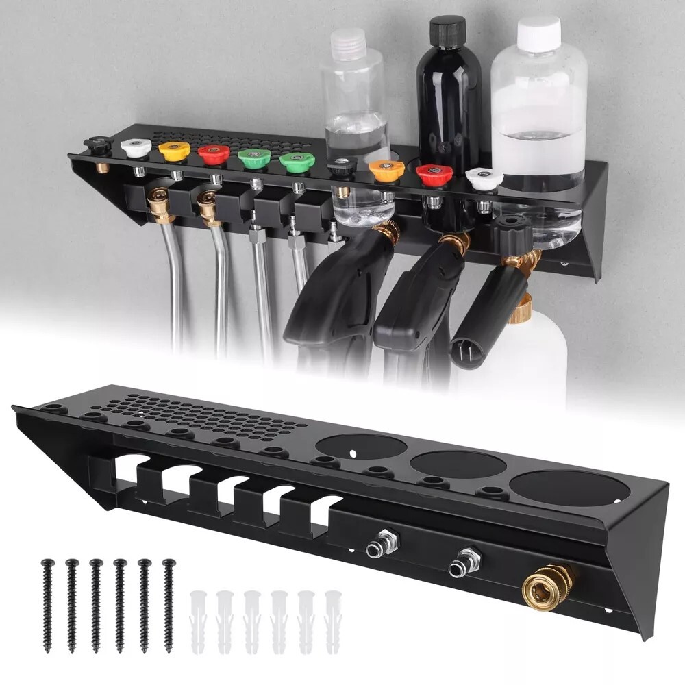 Pressure Washer Gun & Foam Cannon Holder with 1/4 Inch Quick Connector, Wall-…