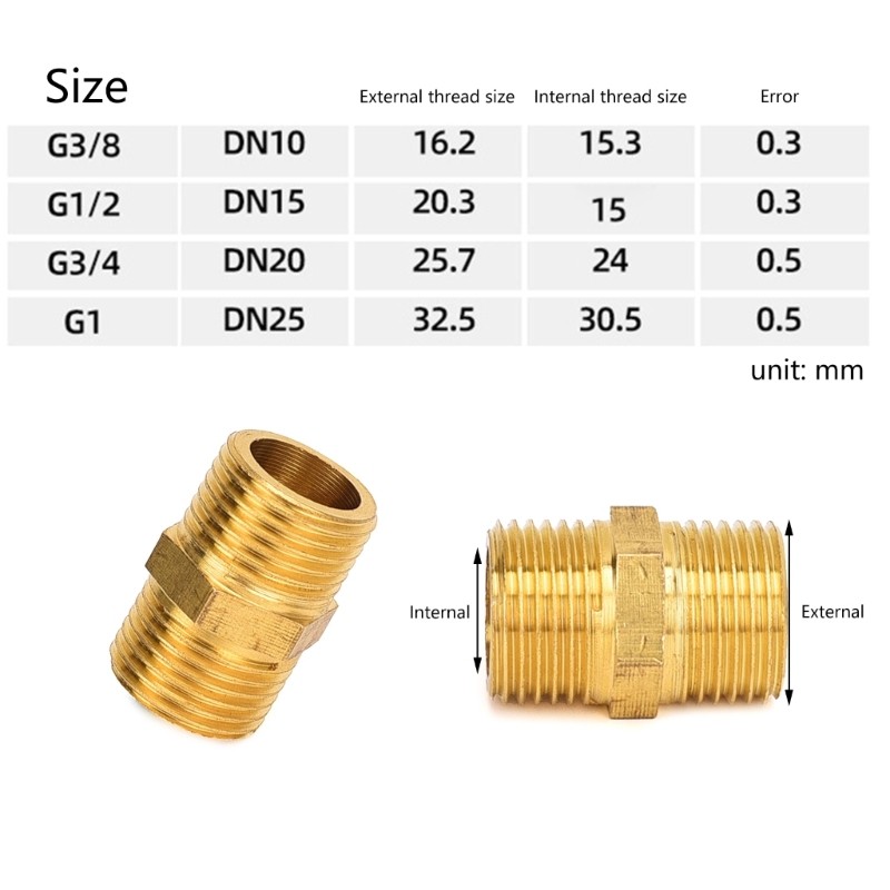 Hexagonal Double Nipples Male to Male Threads Strong Double Nipples 4pcs/set