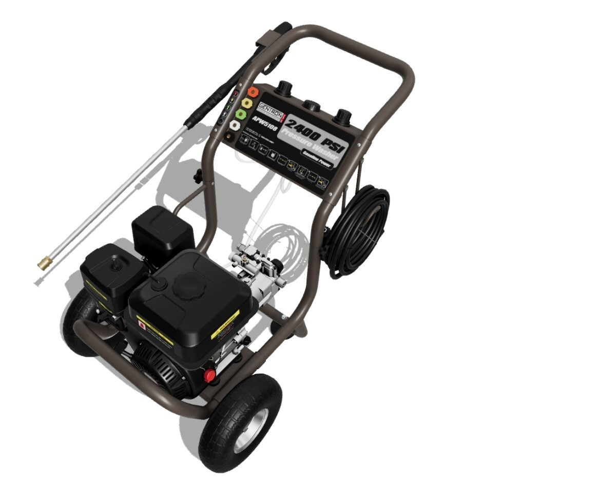 Gentron Pressure Washer 2400 PSI, 2.1 GPM Detergent JD Engine 7 HP 208cc Gray