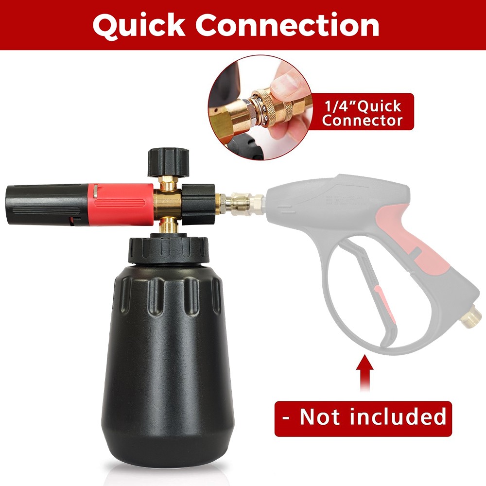 Foam Cannon up to 4000 PSI, Pressure Washer Foam Cannon with 1/4” Quick Connect