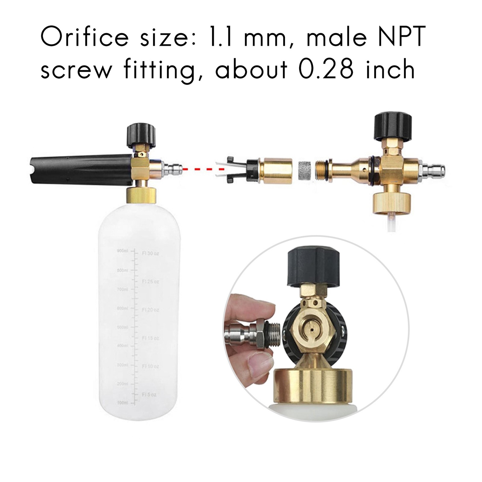 4 Pieces Foam Cannon Orifice Nozzle Tips and 10 Pieces Foam Maker,9649