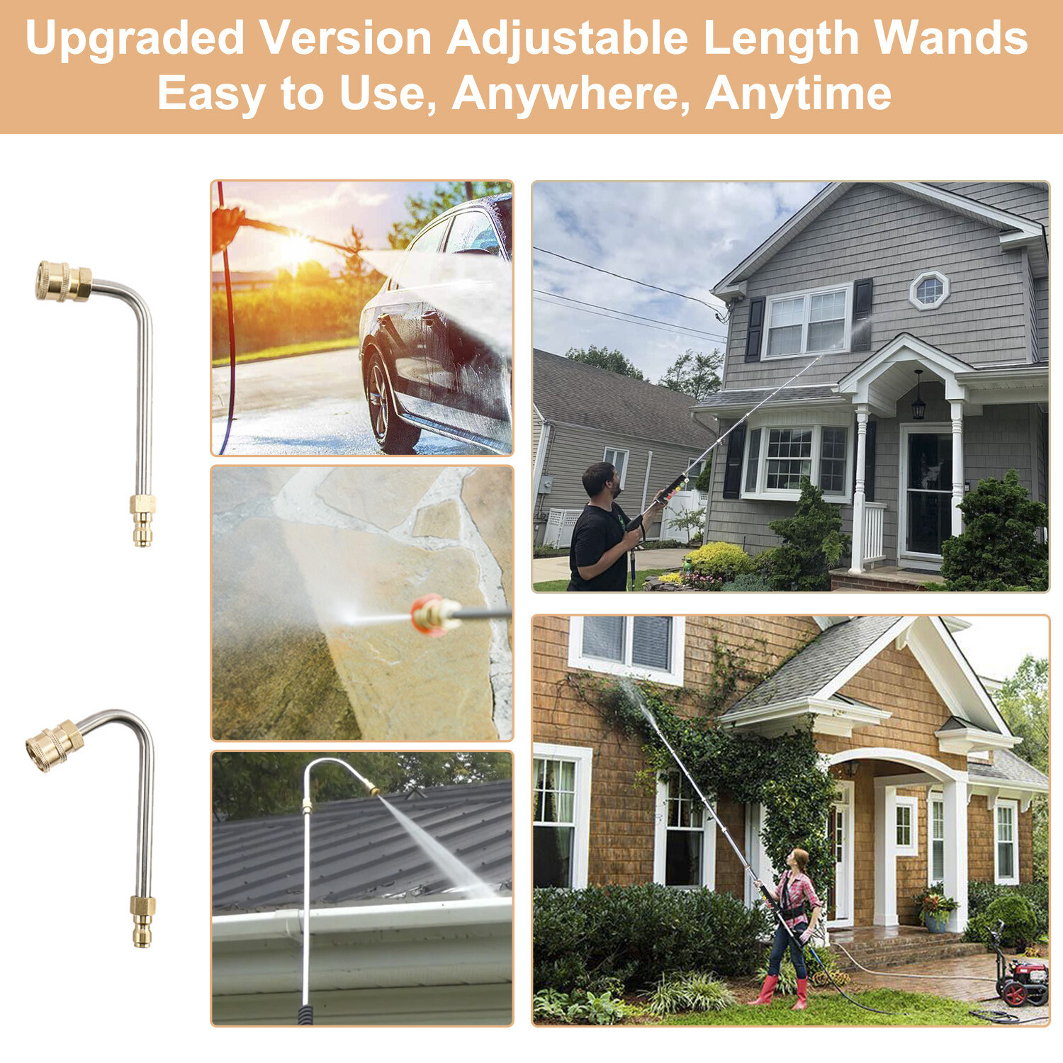 4000PSI High Pressure Rod Car Power Washer Spray Gun Wand Extension Lance Nozzle