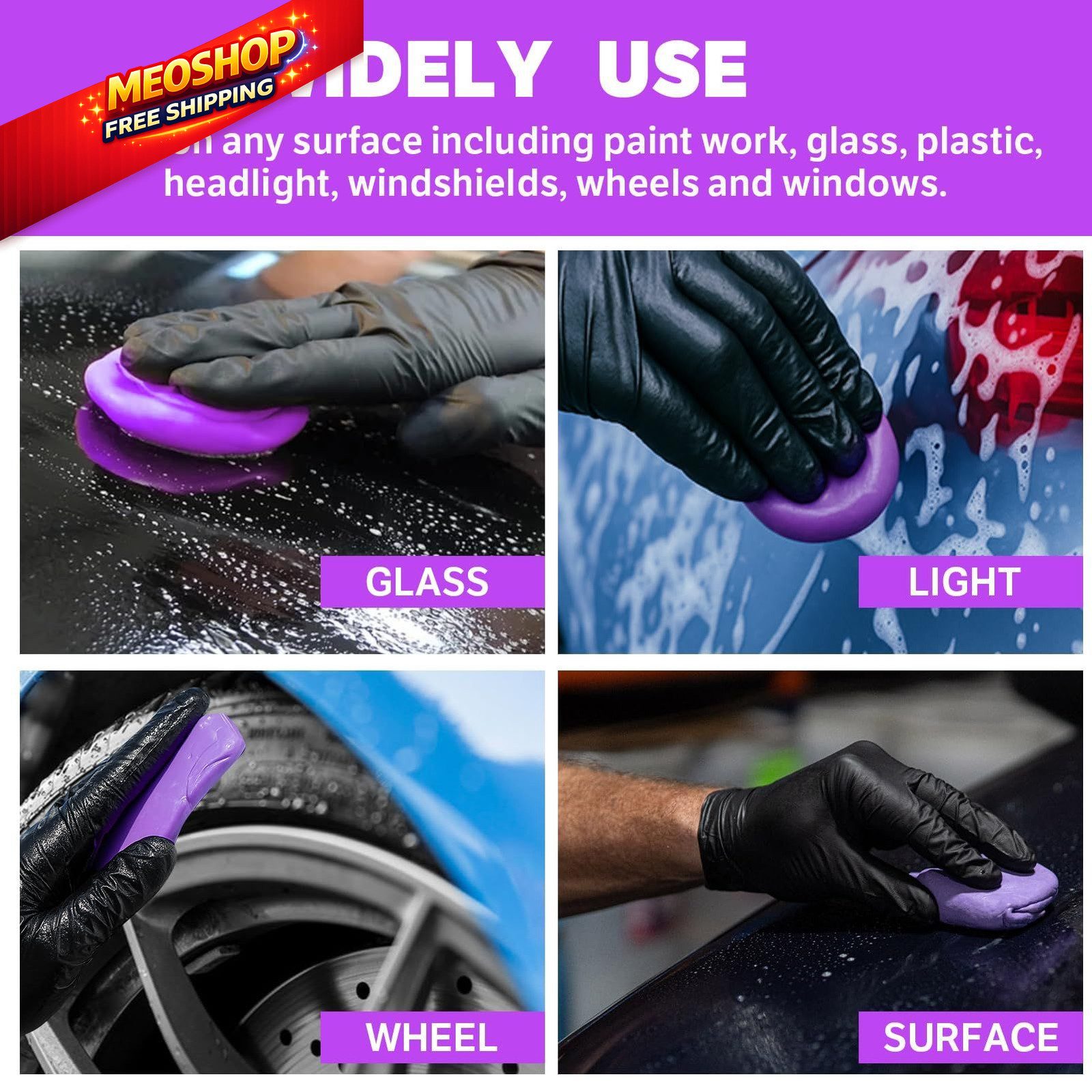 XPERTCHEMY Car Clay Bar 4 Pack 400g(4x100g), Auto Detailing Premium purple