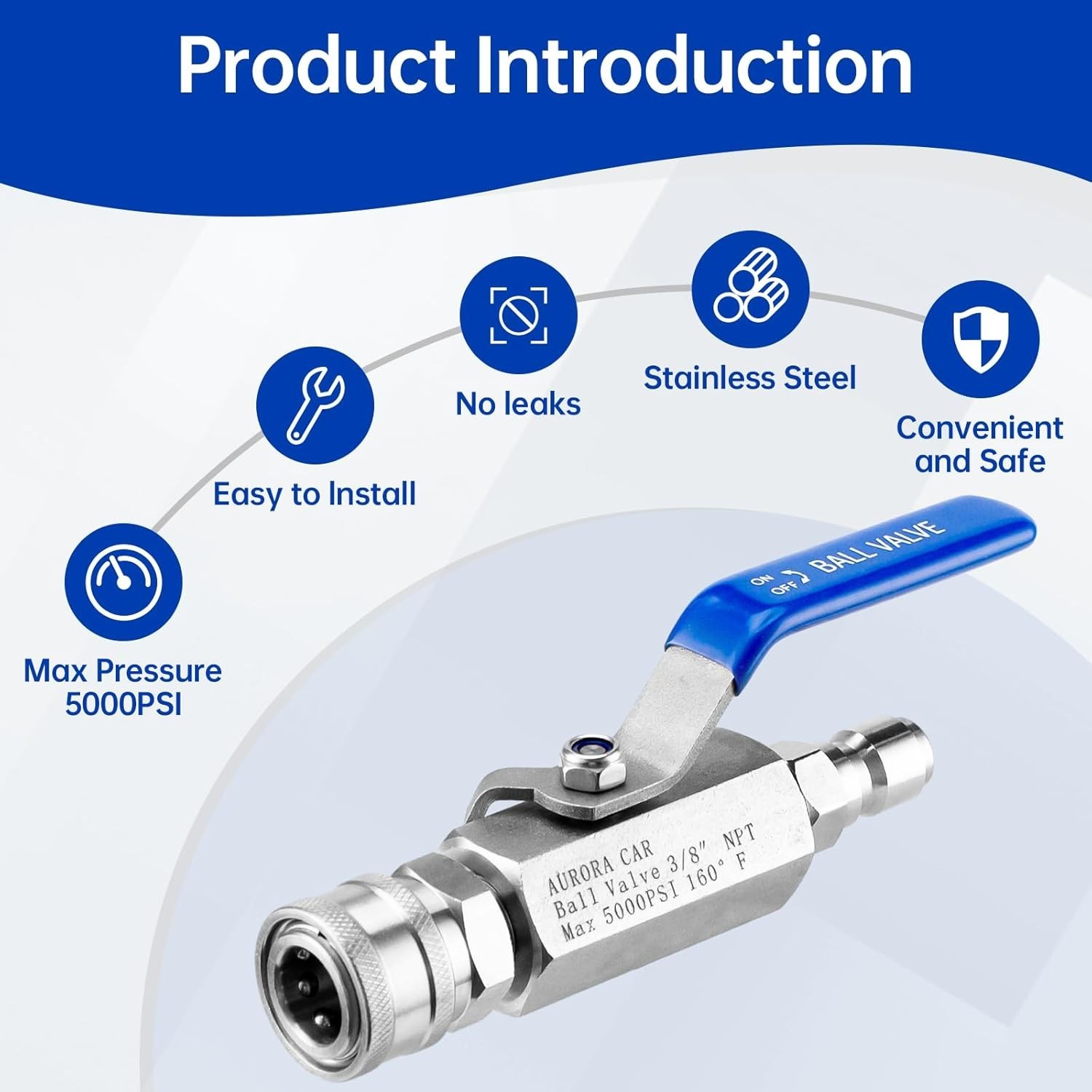 Pressure Washer Ball Valve, 3/8″ Quick Connect Shut Off Ball Valve for Power Wa