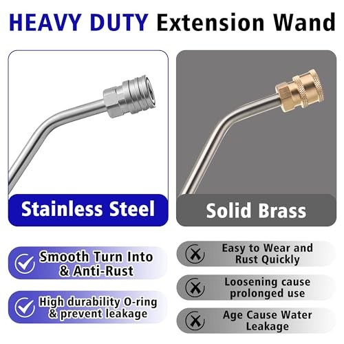Pressure Washer Wand, 45 Degree Curved High Pressure Power Washer 15 Inch
