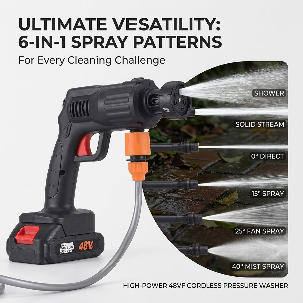 Portable Cordless Electric High Pressure Water Spray Gun Car Washer Cleaner Tool