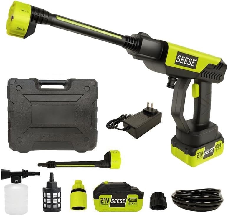 Cordless Pressure Washer Gun 126 PSI Portable Electric 6-in-1 Nozzle for Vehicle