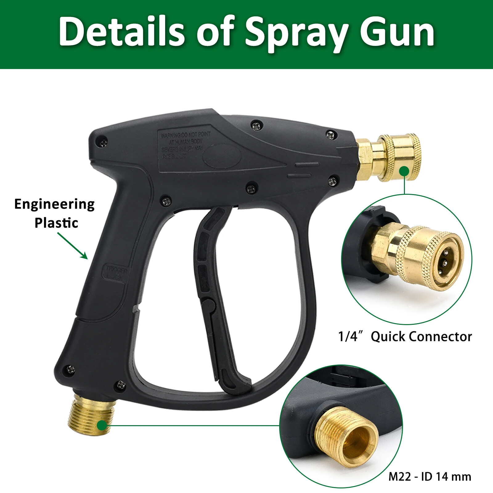 1/4″ Snow Foam Pressure Washer Gun Car Wash Soap Lance Cannon Spray Jet Bottle