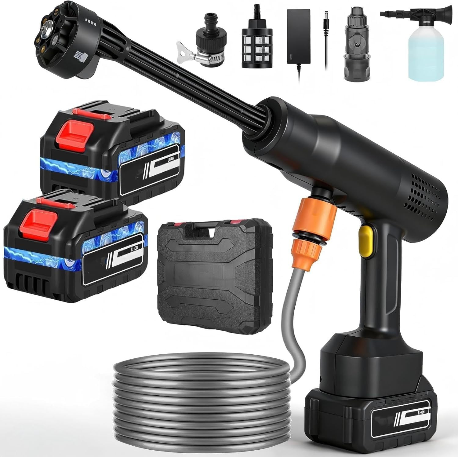 6-in-1 Portable Washer Kit with 33ft Hose for Car, Garden, and Patio Cleaning