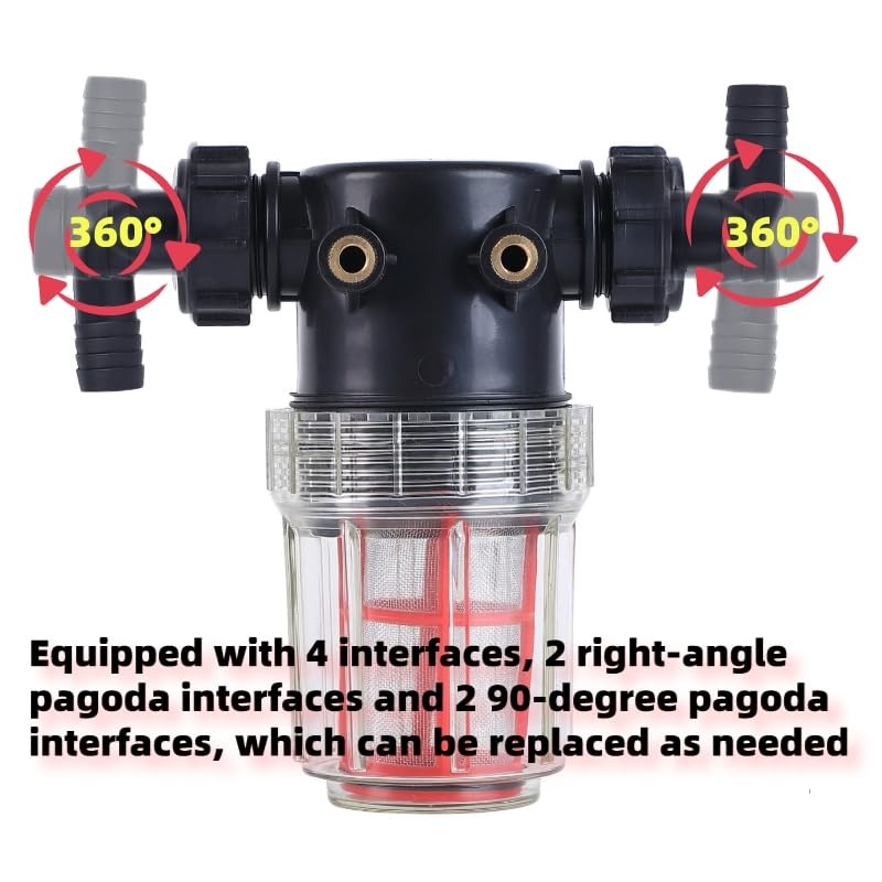 3/4″ 1/2″ Hose Barb Filter with 40 100 Mesh Screens for Pressure Washer