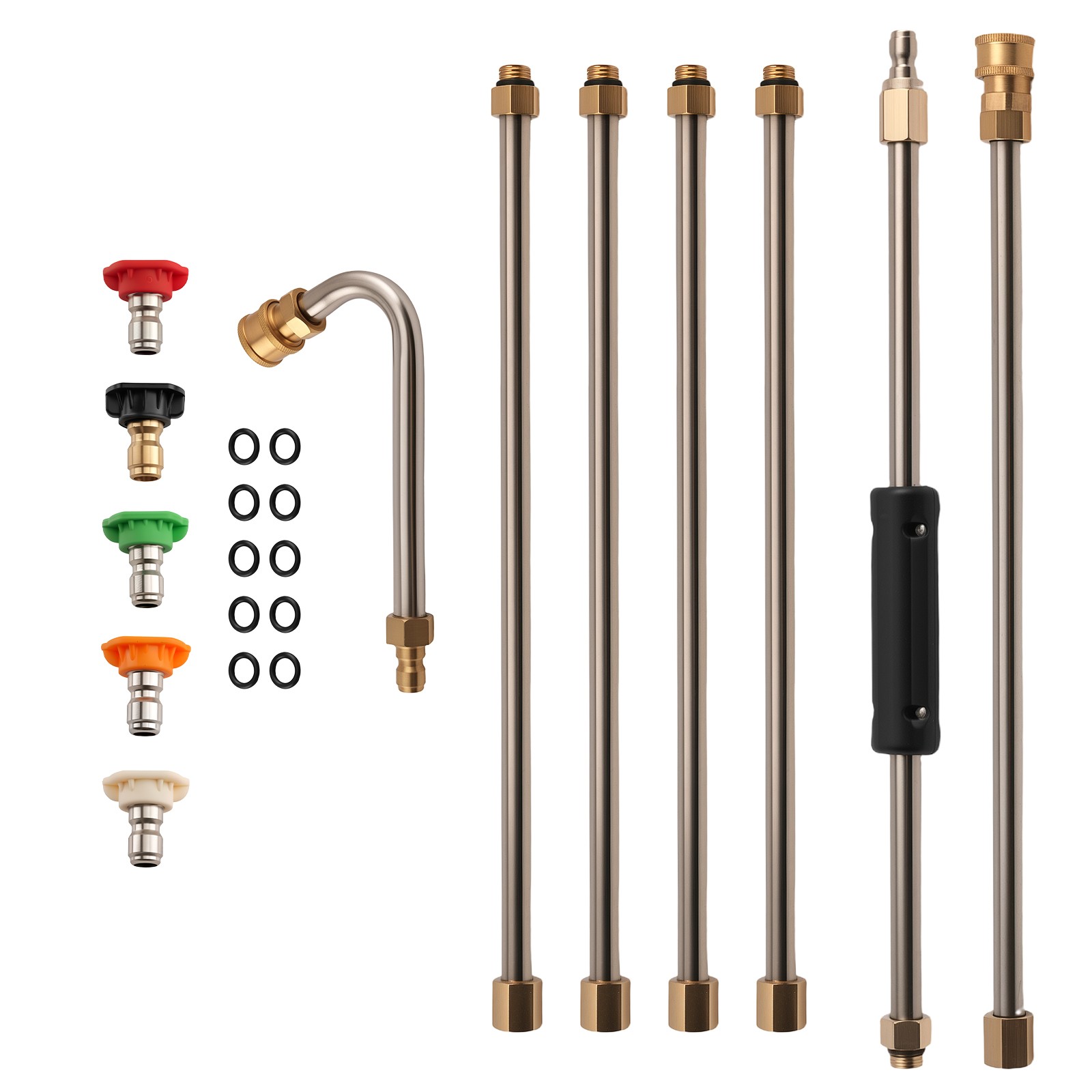 15 Inch 4000 PSI Pressure Washer Wands Stainless Steel Brass 6pcs 5 Nozzles