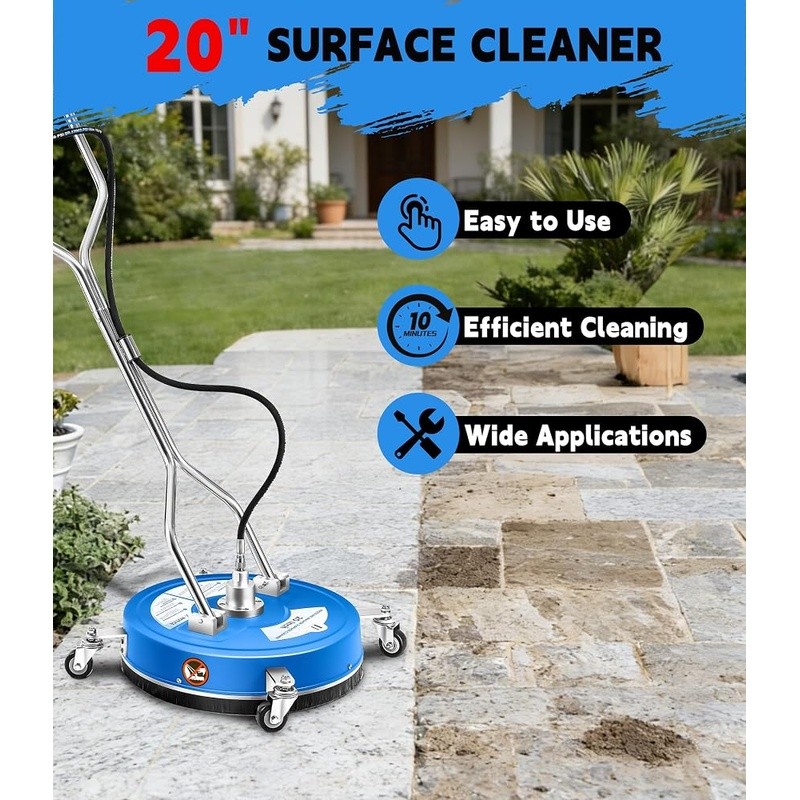 20in Pressure Washer Surface Cleaner Dual Nozzles Lock Trigger 360° Wheels New