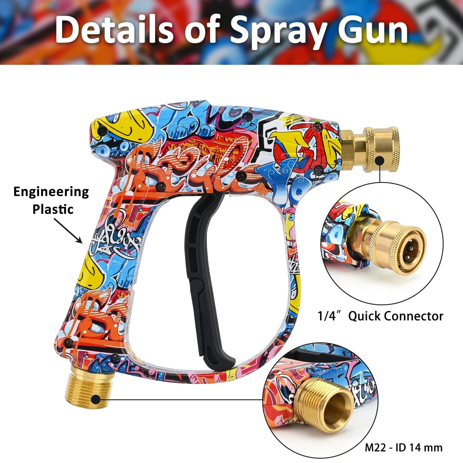 High Pressure Washer Gun 3000 PSI Max, Power Washer Short Gun M22-14mm with 1…