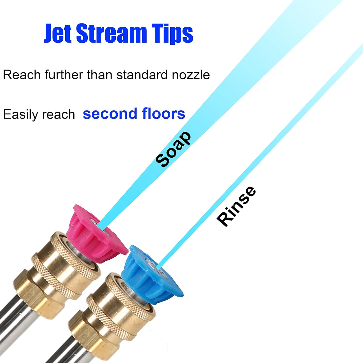 Second Story Quick-Connect Nozzle Tips for Power Washer, Soap and Rinse Jet Stre