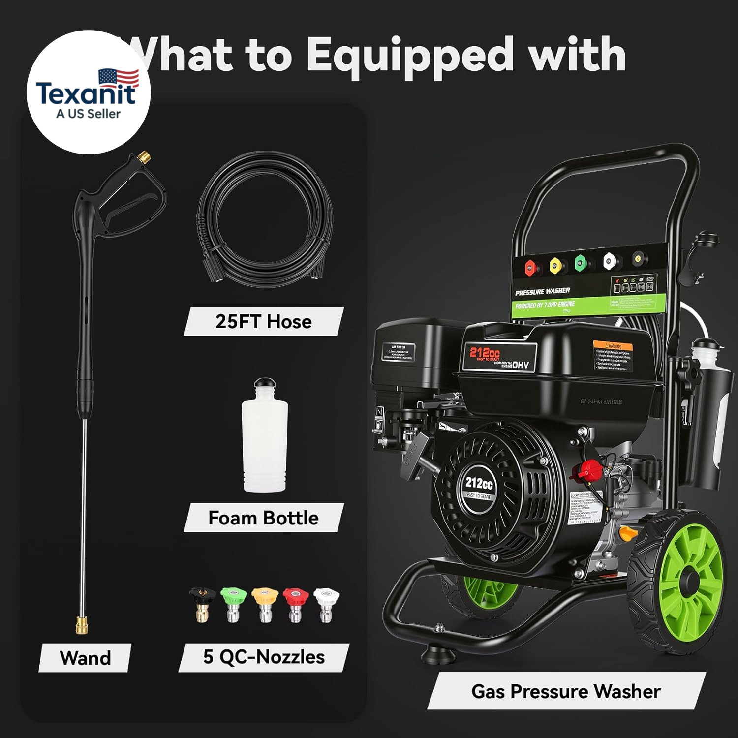 Professional 4200PSI 4GPM 212CC Gas Exterior Cleaner, 7.0HP Commercial Gas Washi