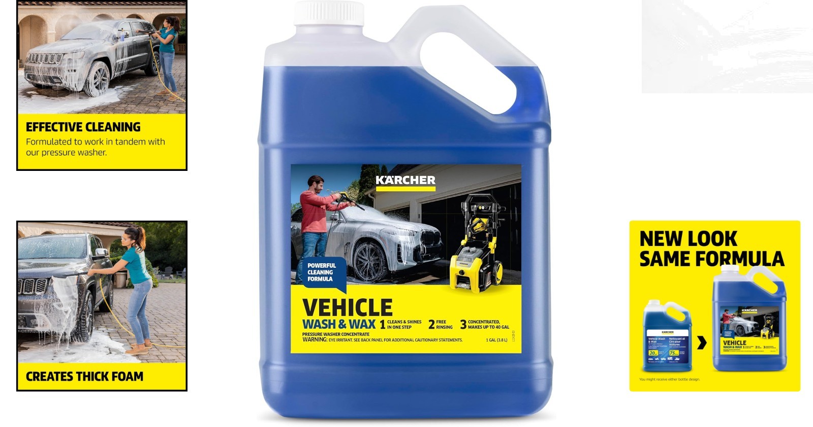 Pressure Washer Compatible Vehicle Wash & Wax – Fresh Scent, Highly Concentrated