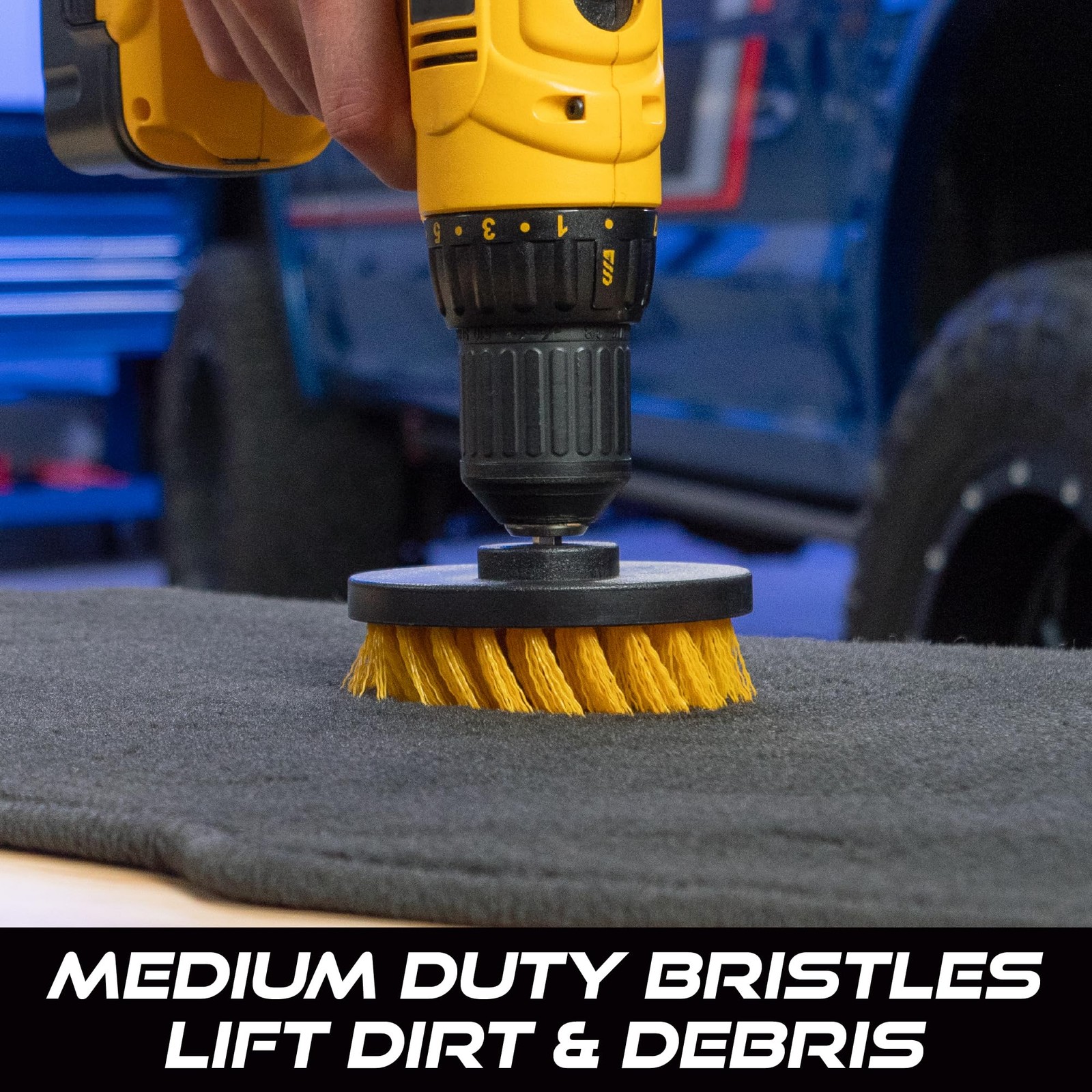 VIKING Drill Powered Carpet Cleaning Brushes for Car, 4 inches, Yellow