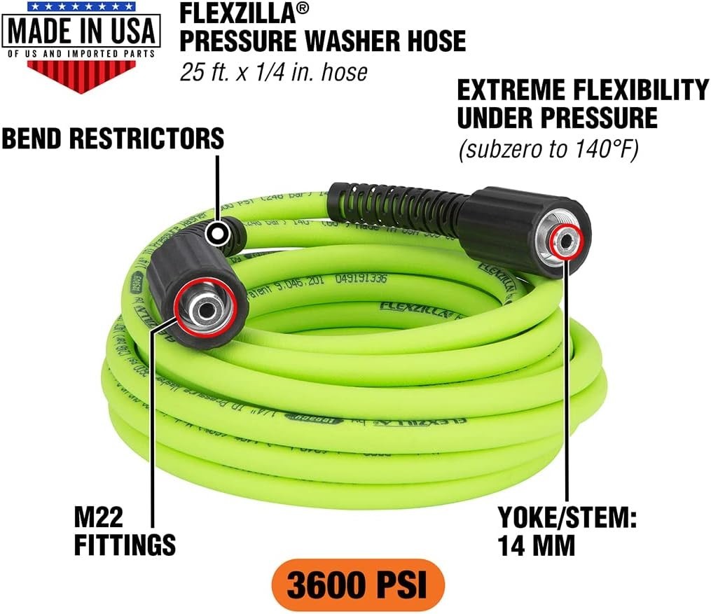 Flex Hybrid Polymer 3600 PSI 25′ Pressure Washer Hose