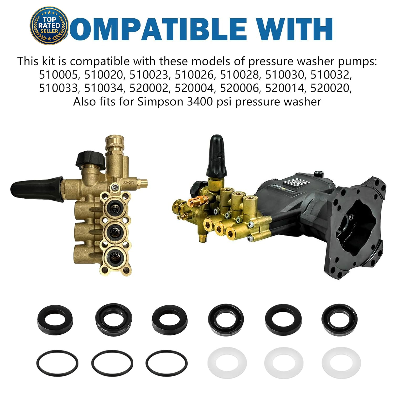 7106627 Pressure Washer Pumps Water Seal Kit Replacement for Simpson Cleaning