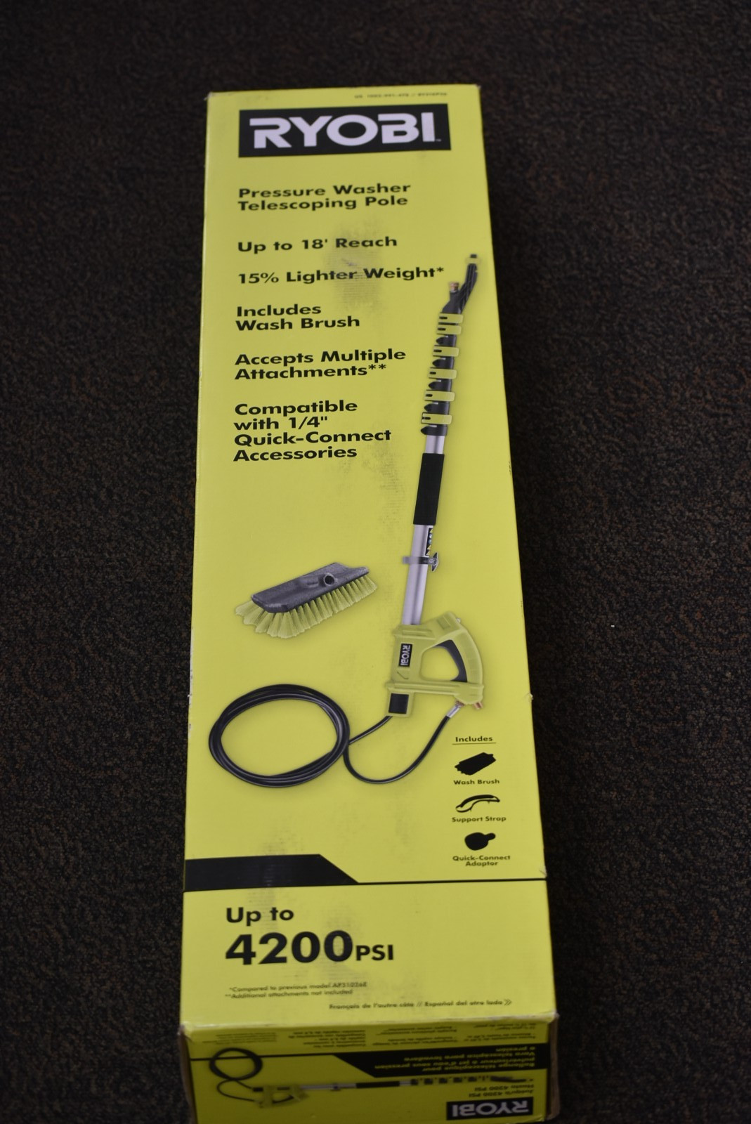 Ryobi RY31EP26VNM 18 ft. Extension Pole with Brush for Pressure Washer