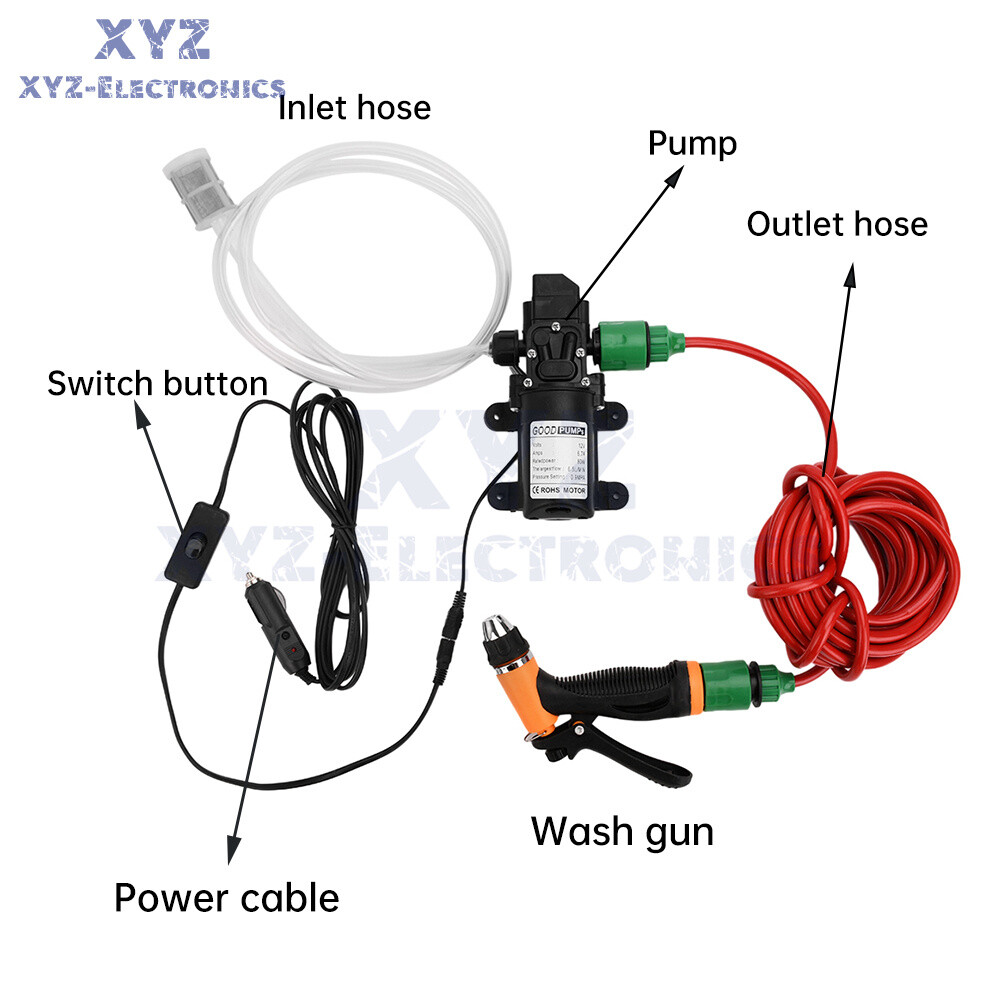 DC12V 80W High Pressure Self-Priming Car Portable Washer Water Pump Kit
