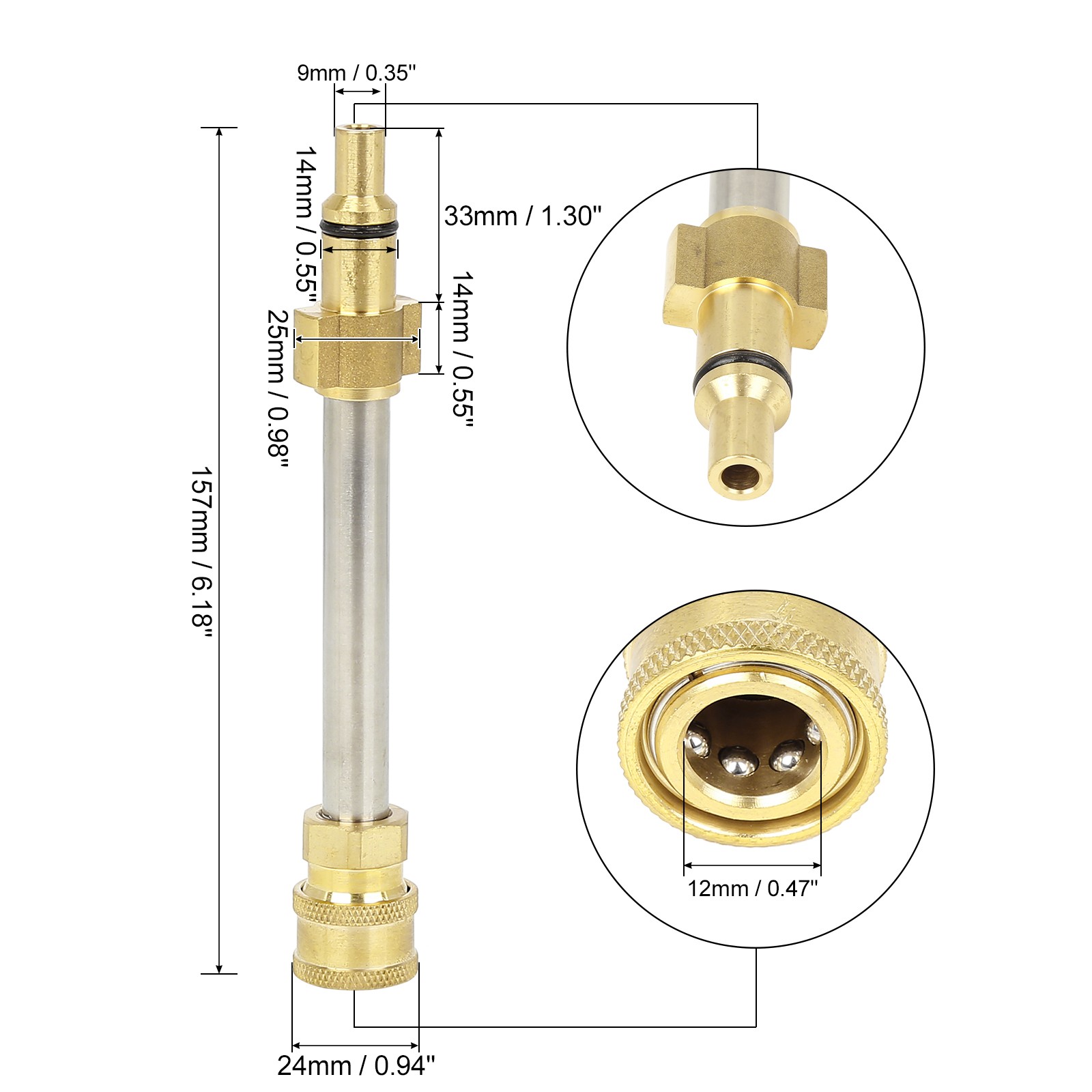 6.18″ Auto Pressure Washer Gun Lance Adapter Washer Spray Nozzle for Lavor