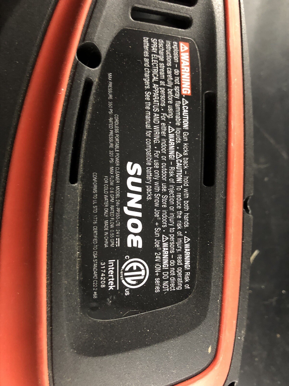 Sun Joe 24V-PP350-CT 24-Volt iON+ Power Cleaner, 350 PSI Max, 2.0-Ah-shed3