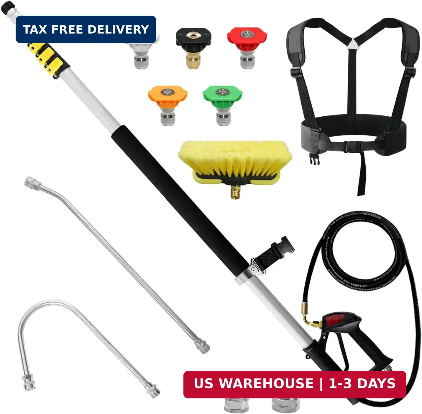 janz Aluminum 24 FT Telescoping Pressure Washer Wand with Pressure Washer Extens