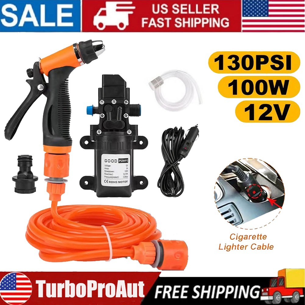 12V 160PSI Washdown Wash Pump Kit Electric DIY Car Washer Cleaner Sprayer Tool
