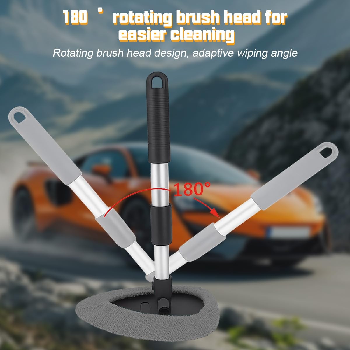 TNAIYH Car Windshield Cleaner Tool, Extendable Handle Triangle, Black