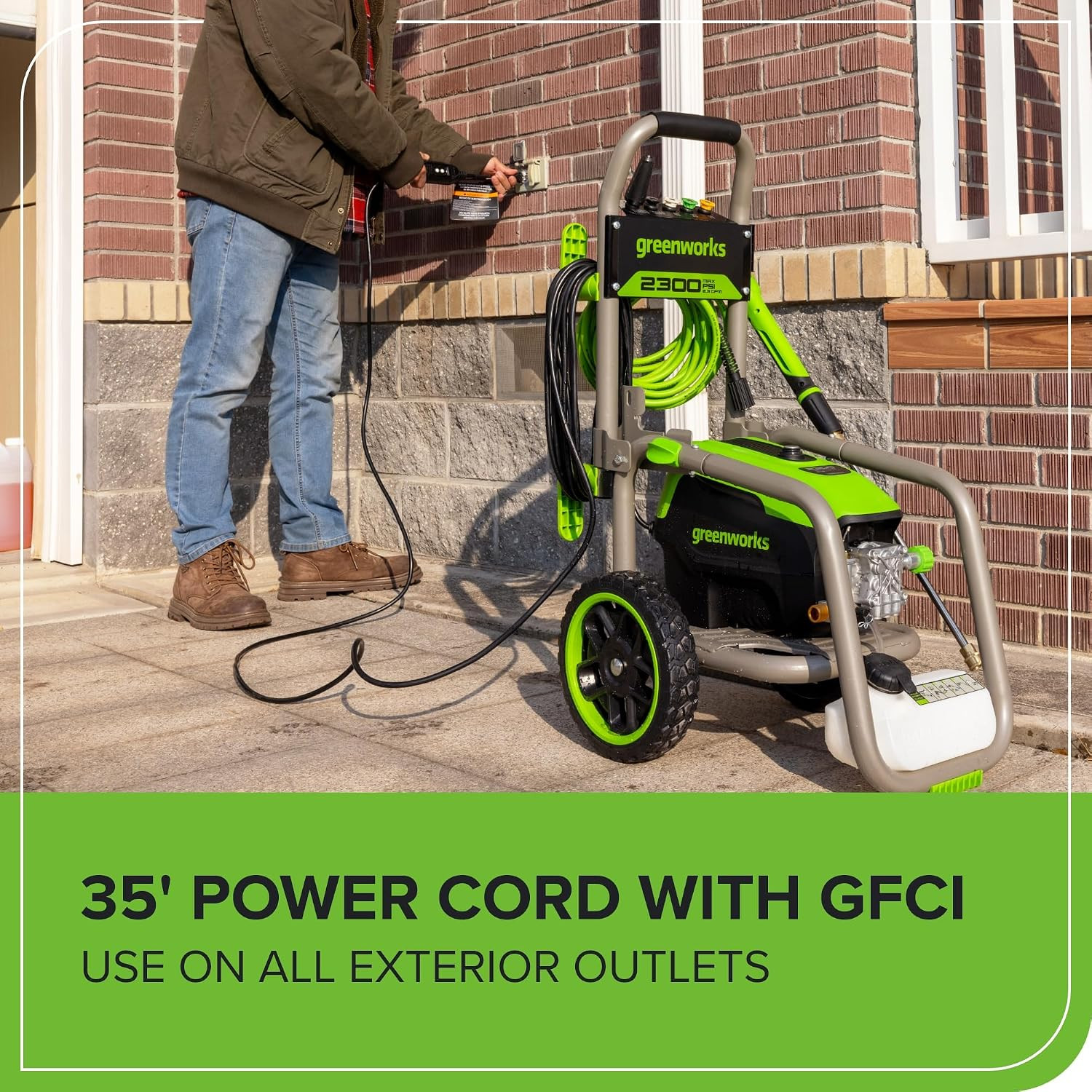 Greenworks Pro Brushless 2300 PSI (SGS Certified) 2.3 GPM Max / 1.2 GPM Electric