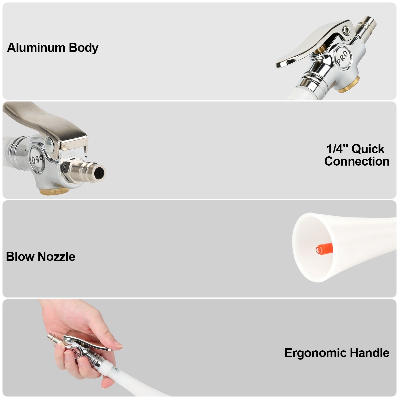 Air Cleaning Gun High Pressure Blow Dust Car Interior Detailing Tool 360° 1/4in
