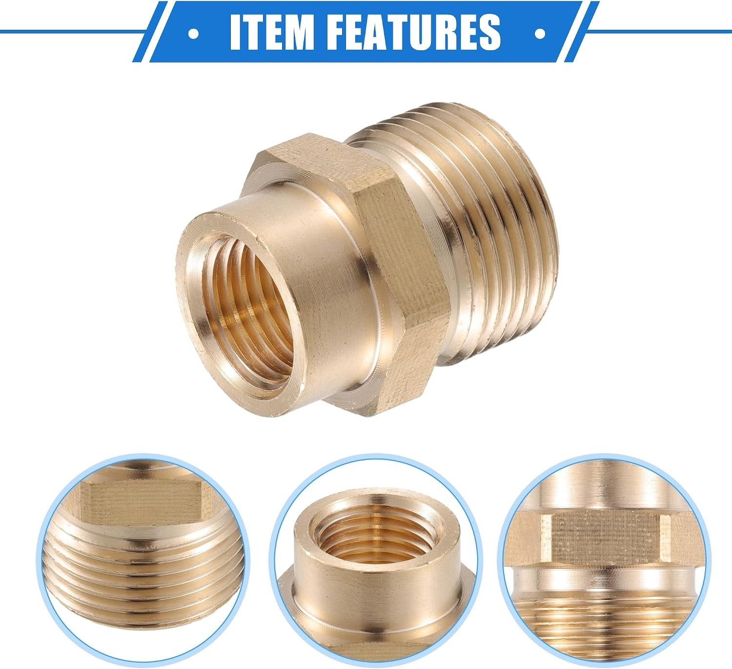 Pressure Washer Adapter M14x1.5 to 14mm M22x1.5 Brass Copper 1pc