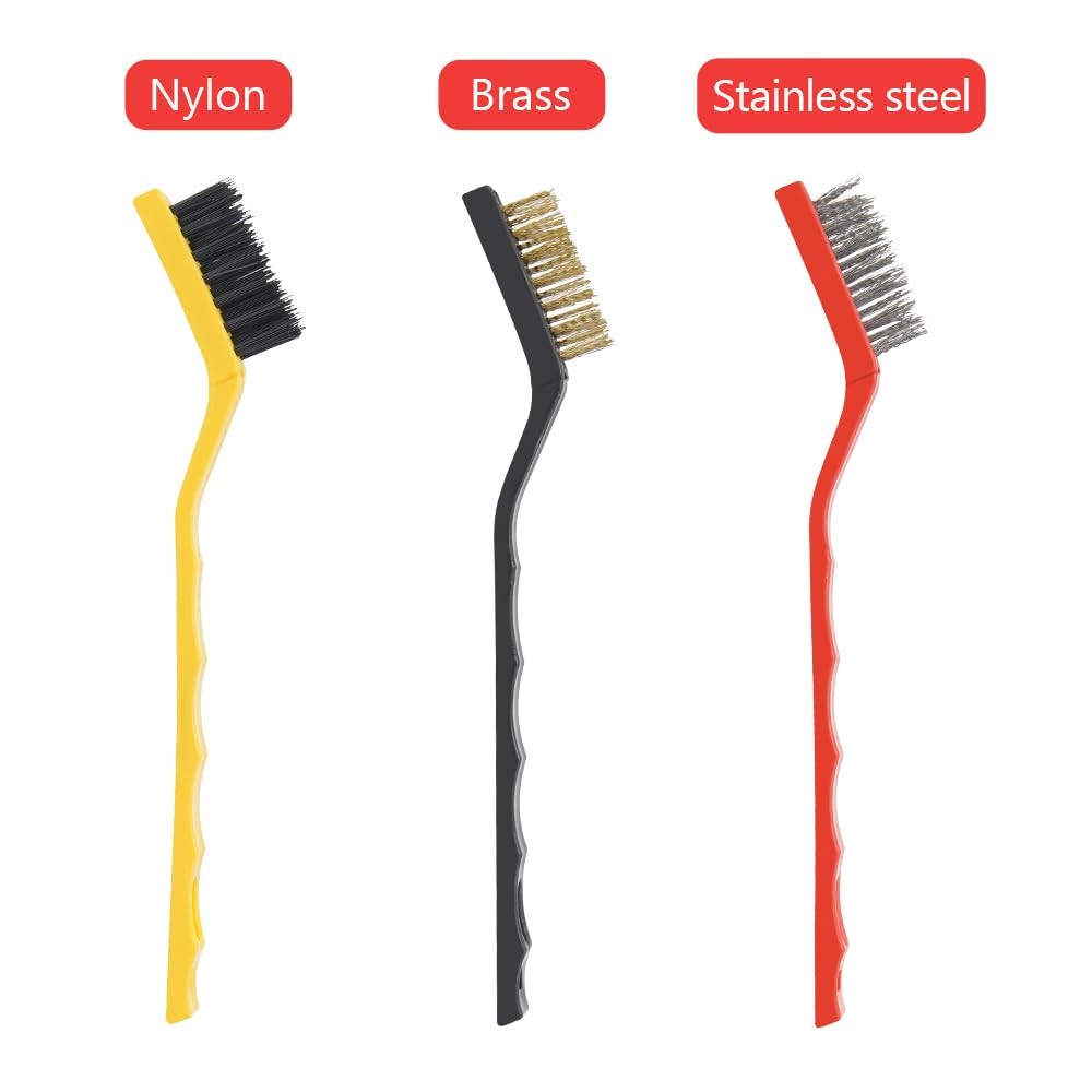 pulwury 9pcs Detailing Brush Set,Interior Cleaning Black, Red, Yellow