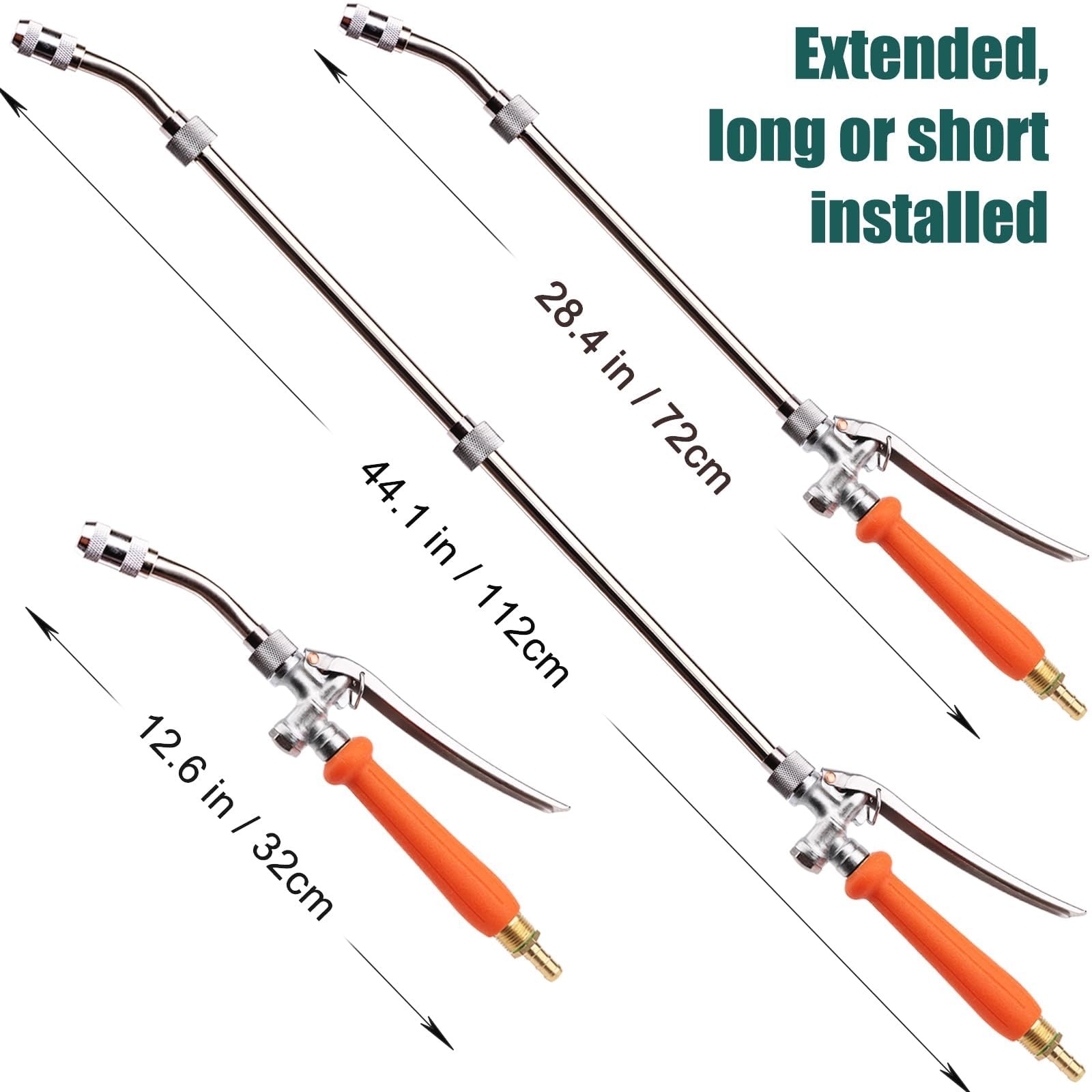 Sprayer Wand, 44″ all metal for 1/2″ & 3/8″ Hose 44 Inches, Orange