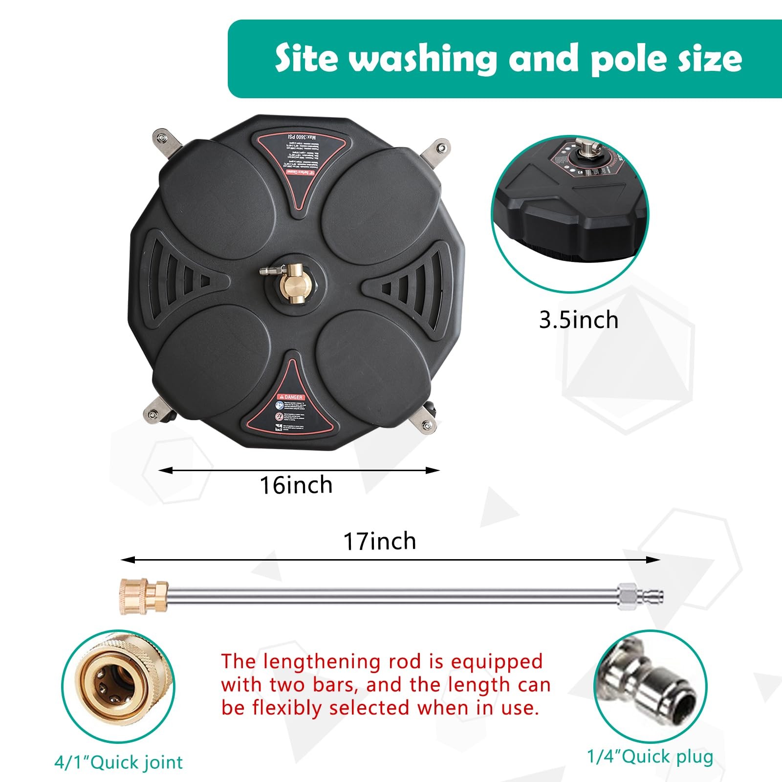 13″ Pressure Washer Surface Cleaner,Power Washer Driveway Attachment with 2 P…