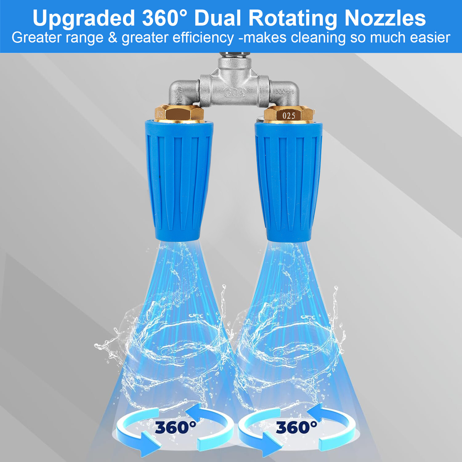 4-6 GPM Dual Turbo Nozzle Pressure Washer 360° Rotating 1/4 Inch Quick Connect