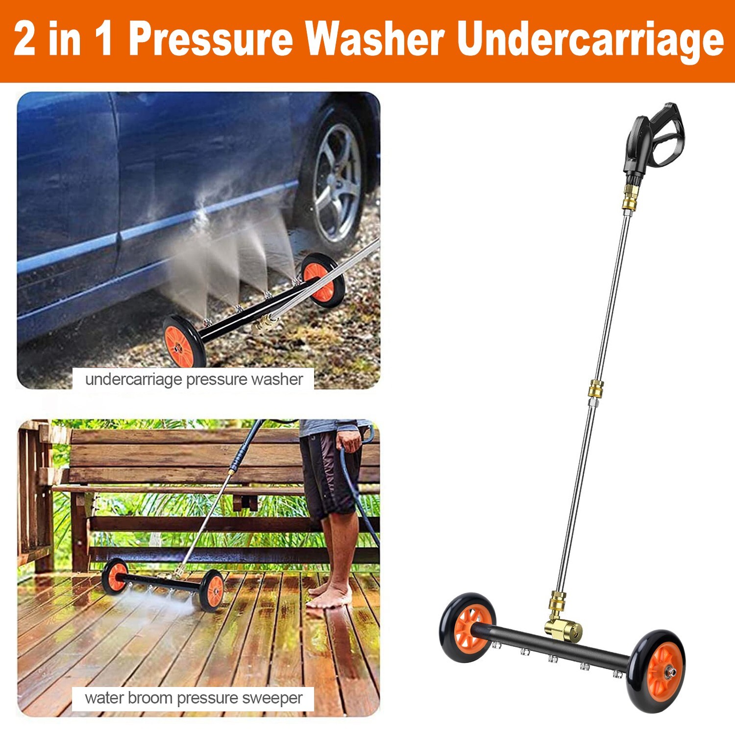 Pressure Power Washer Undercarriage Under Car Cleaner 16″ 4000 PSI Water Broom