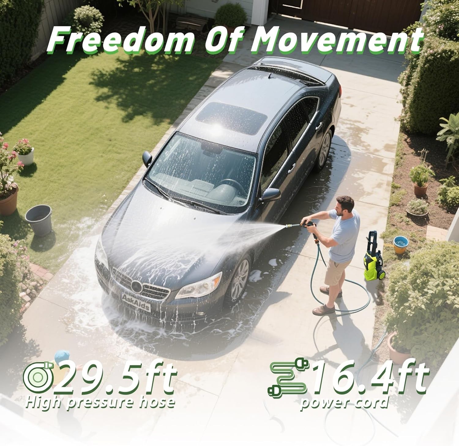 Portable Power Washer 4 Quick Connect Nozzles High Cleaning Machine for Car
