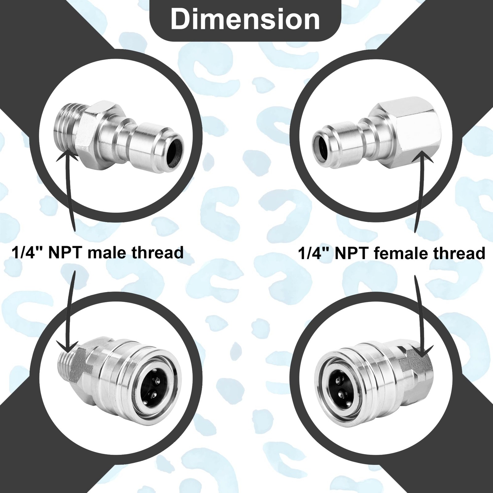 1/4 Inch Quick Connect Pressure Washer Fitting Adapter Female Male NPT Steel