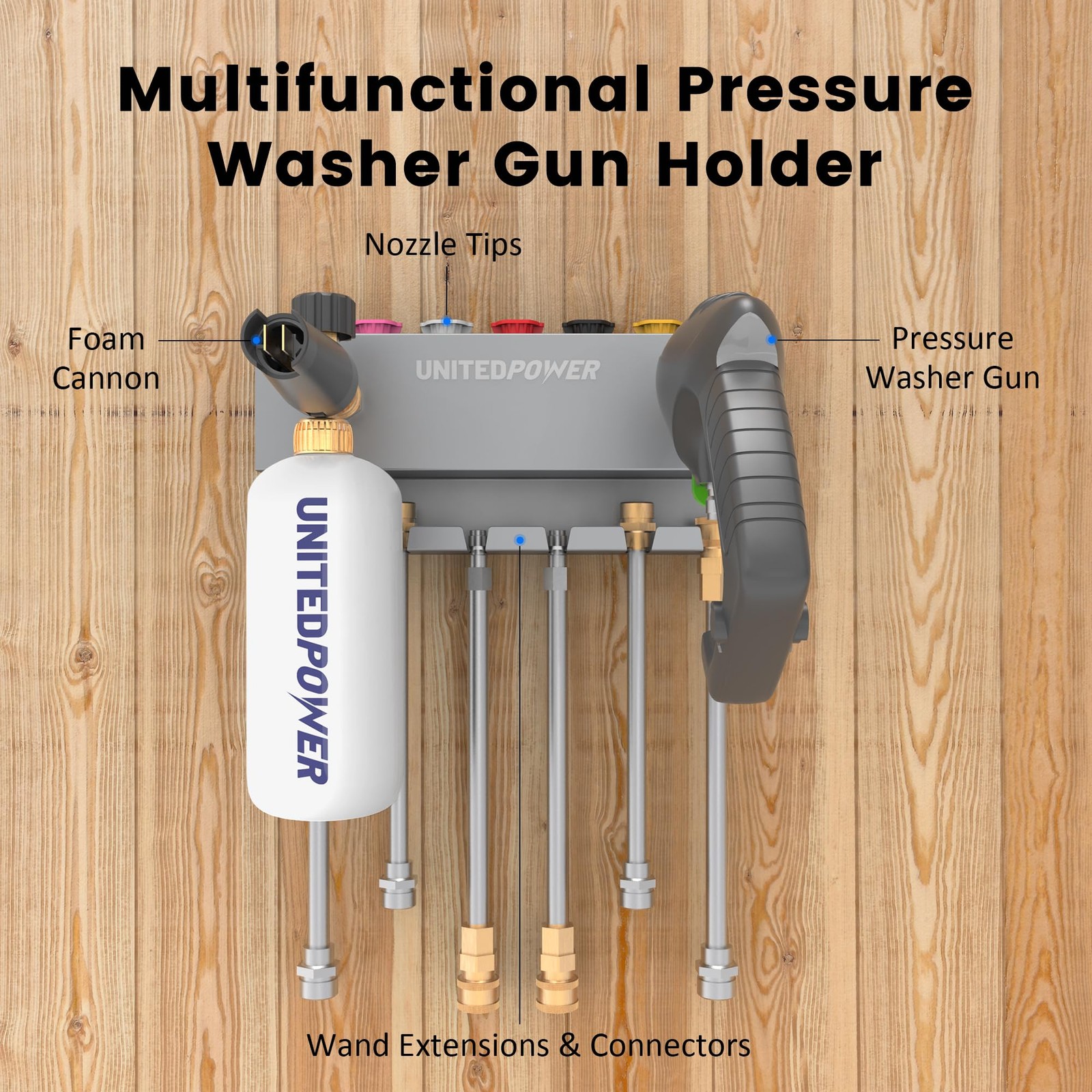 Pressure Washer Gun Holder，Wall Mount Foam Cannon Holder，Tool Storage Rack fo…