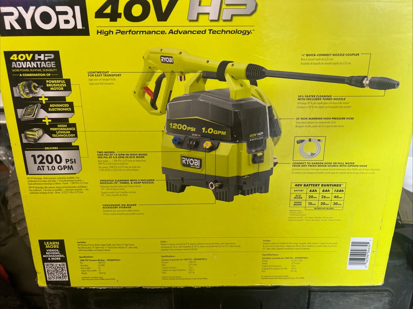 RYOBI PRESSURE WASHER RY40HPPW12B New