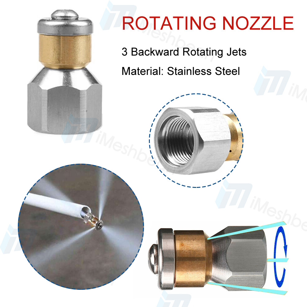 200FT Sewer Jetter Nozzles Kit Drain Cleaning Hose Pressure Washer Male 1/4″ NPT