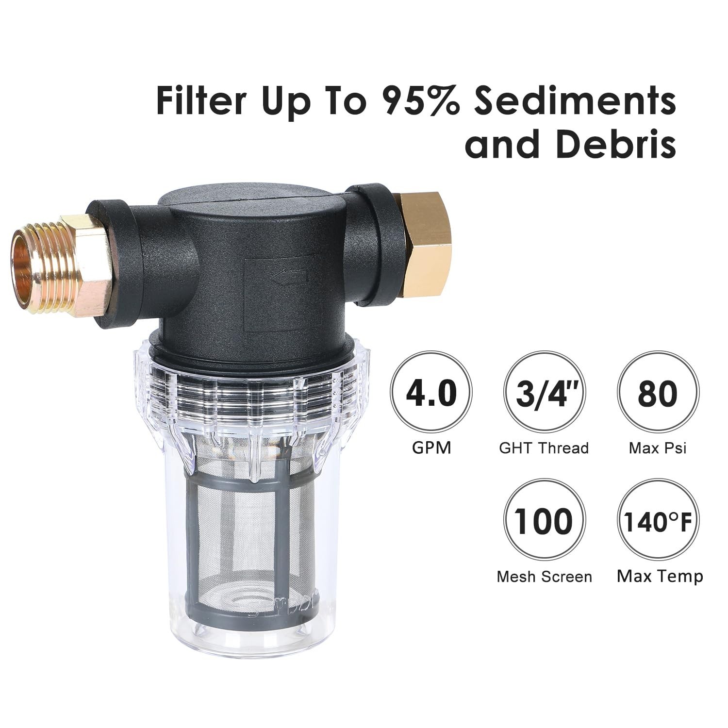 in-line Garden Hose Water Filter for Well Water, Line Hose Water Sediment Fil…