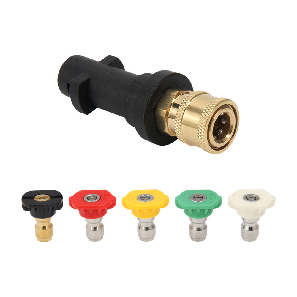 Pressure Washer Gun Adapter 1/4 Quick Connector + 5 Tips for Karcher K2-K7 ET