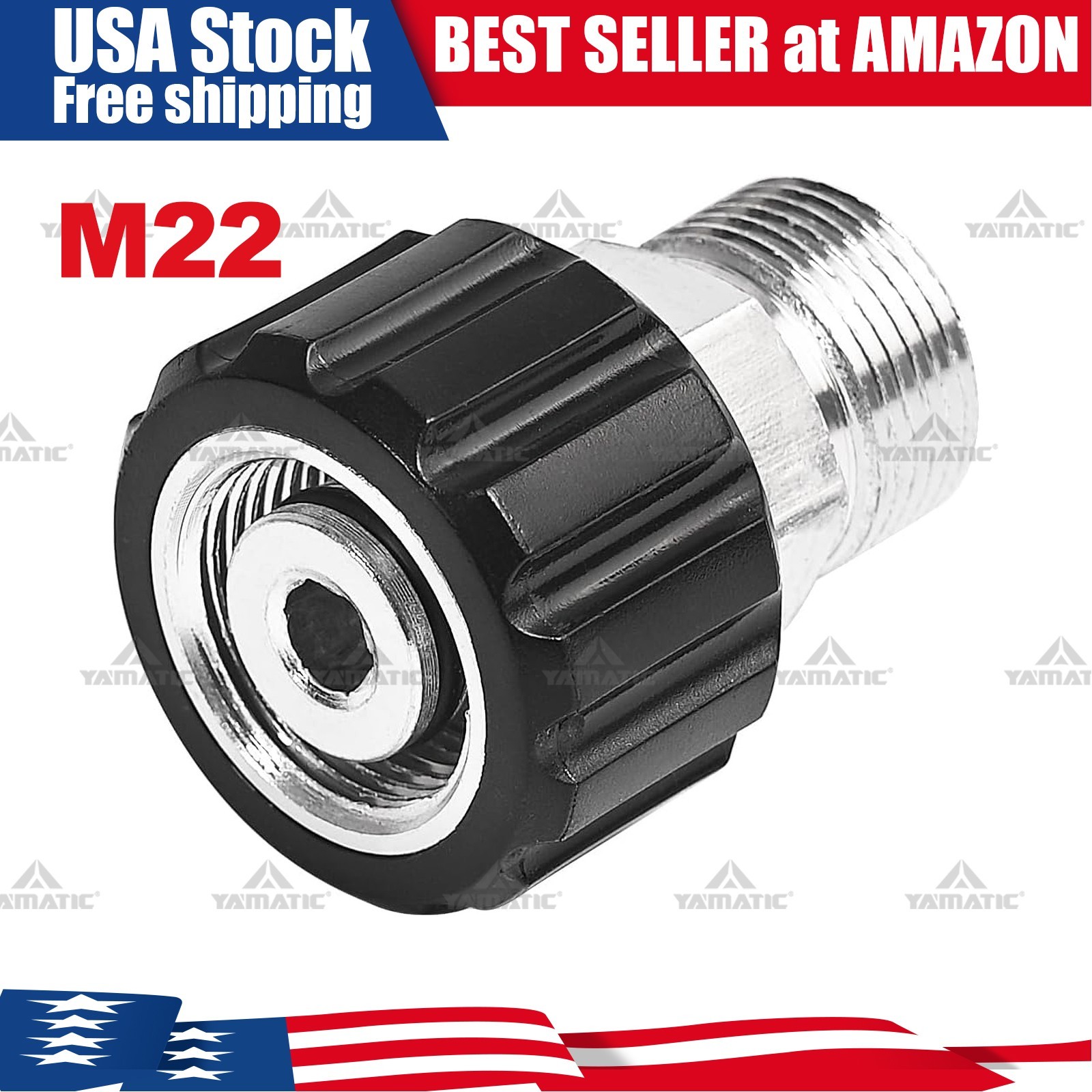 YAMATIC M22-14mm Female to M22-15mm Male Pressure Washer Adapter 4000 psi