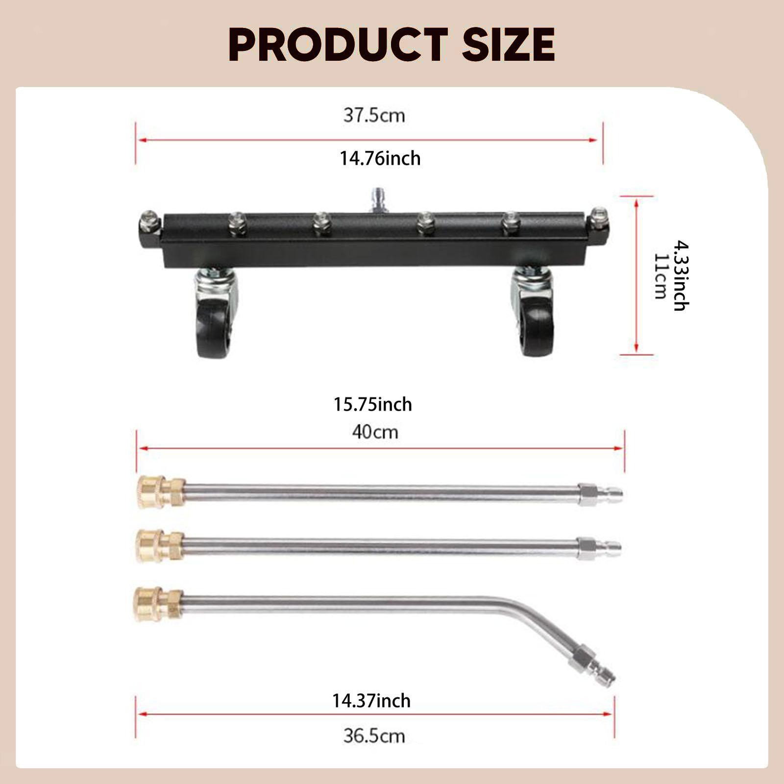 Pressure Washer Undercarriage Cleaner Car Wash Water Broom Wear Resistant with